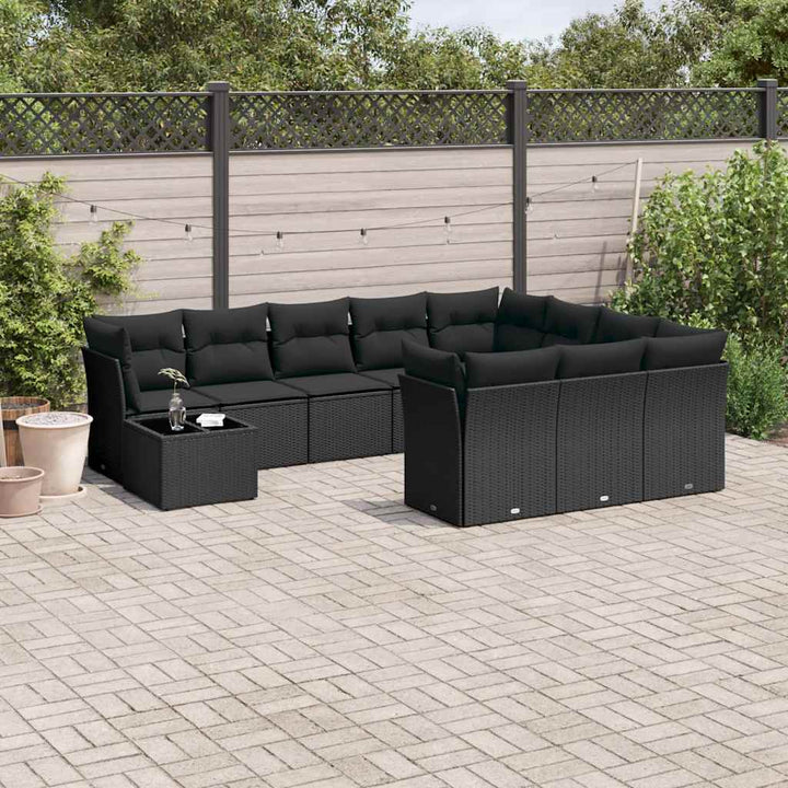 sofasæt til haven 11 dele med hynder polyrattan sort