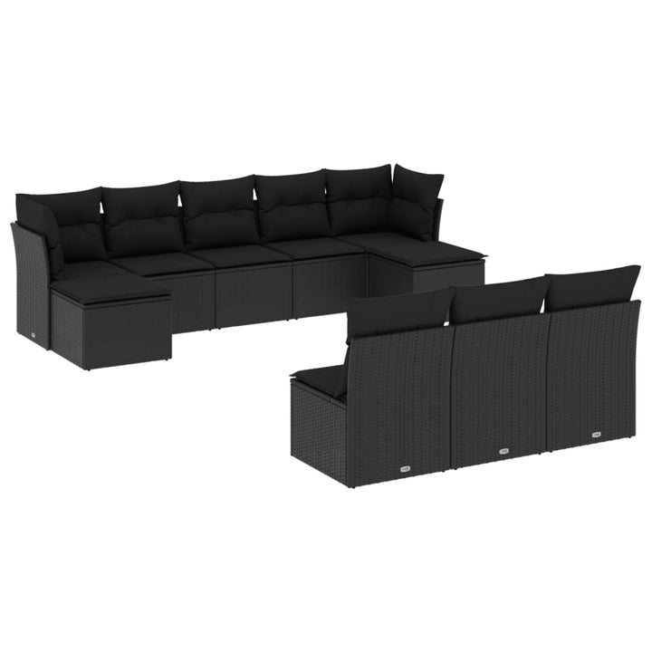 sofasæt til haven 10 dele med hynder polyrattan sort