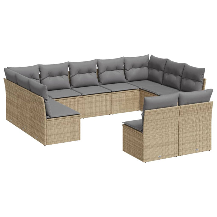 sofasæt til haven 11 dele med hynder polyrattan beige