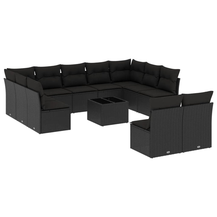 sofasæt til haven 12 dele med hynder polyrattan sort