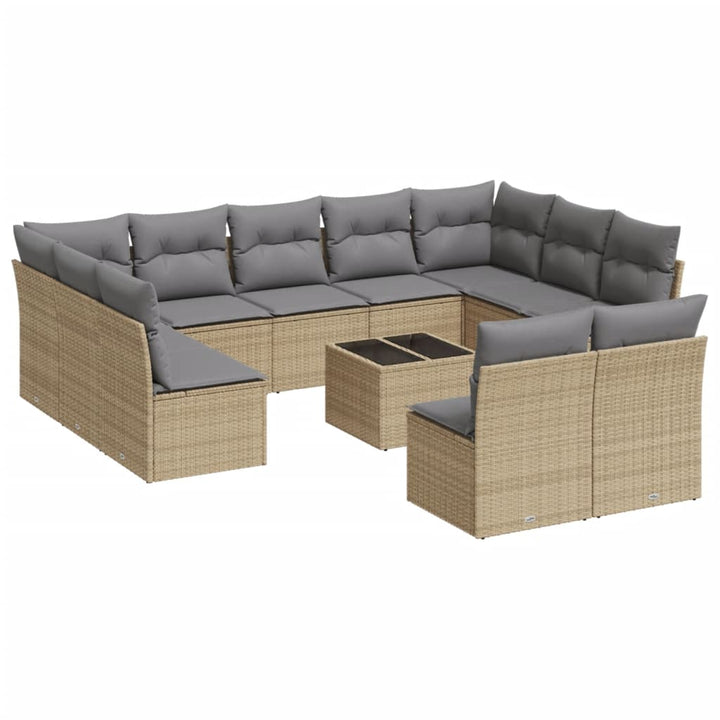 sofasæt til haven 12 dele med hynder polyrattan beige