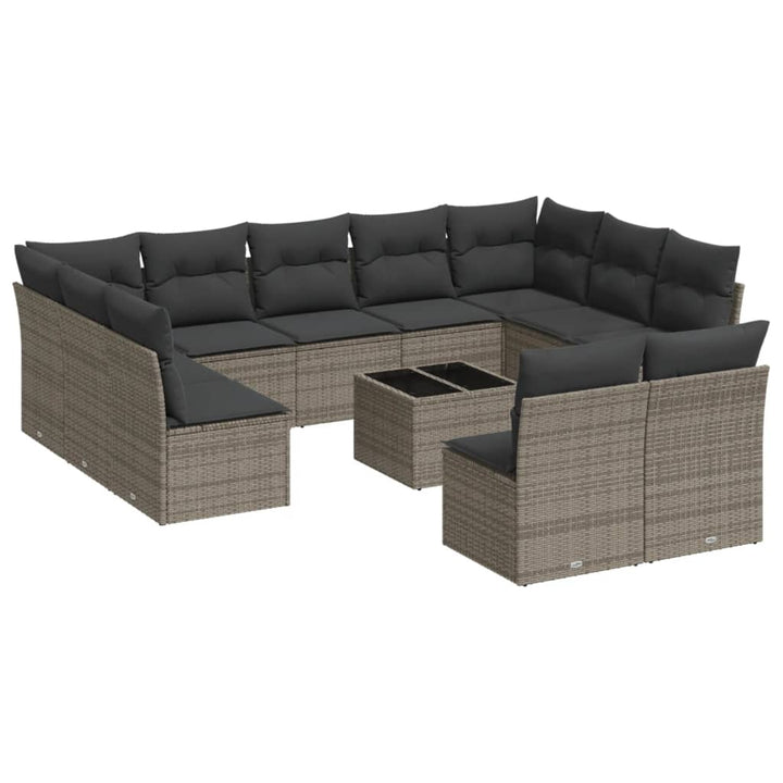 sofasæt til haven 12 dele med hynder polyrattan grå