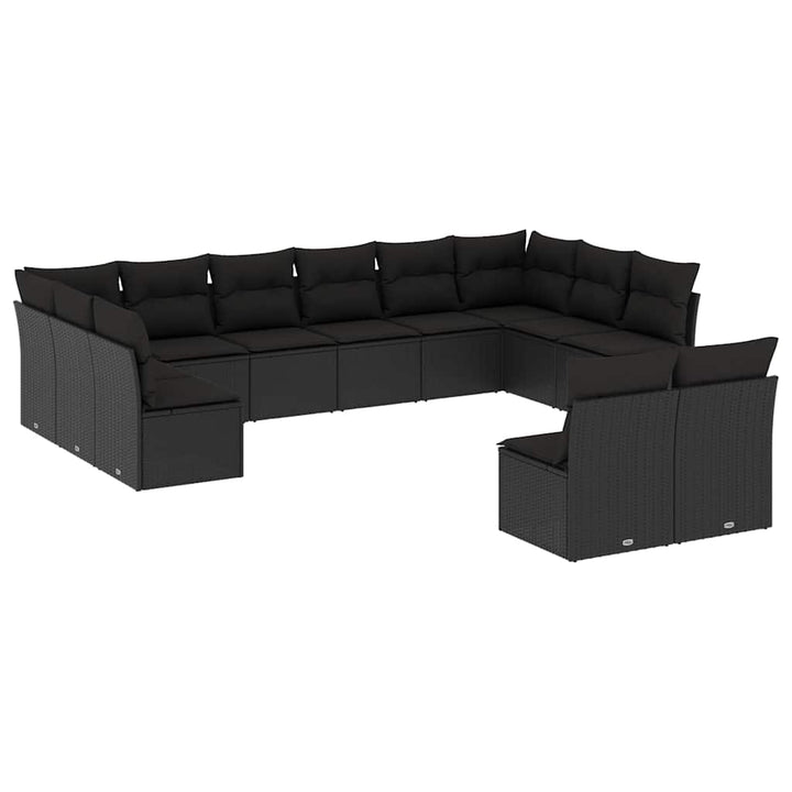 sofasæt til haven 12 dele med hynder polyrattan sort