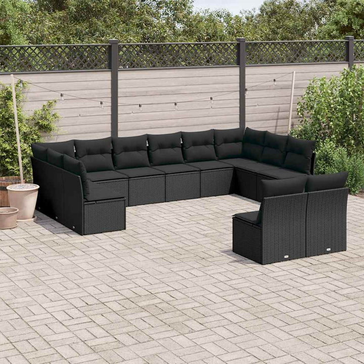 sofasæt til haven 12 dele med hynder polyrattan sort