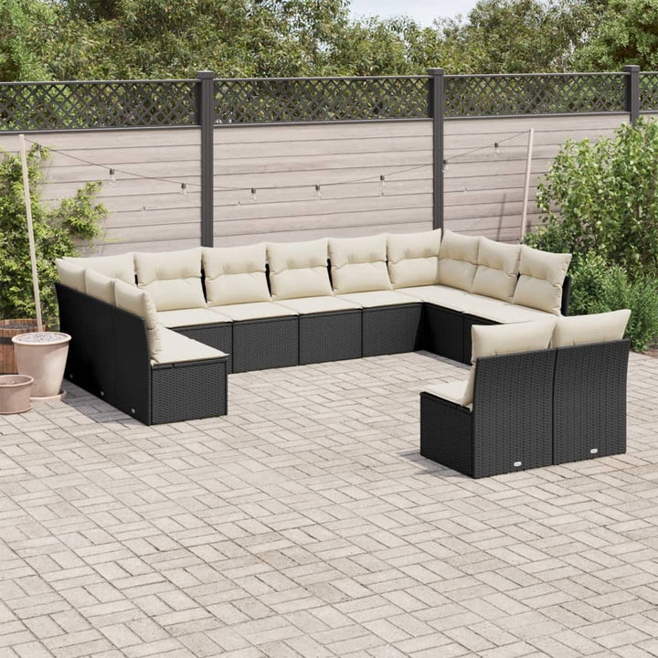 sofasæt til haven 12 dele med hynder polyrattan sort