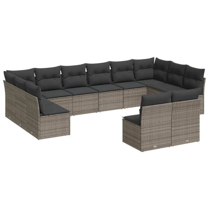 sofasæt til haven 12 dele med hynder polyrattan grå