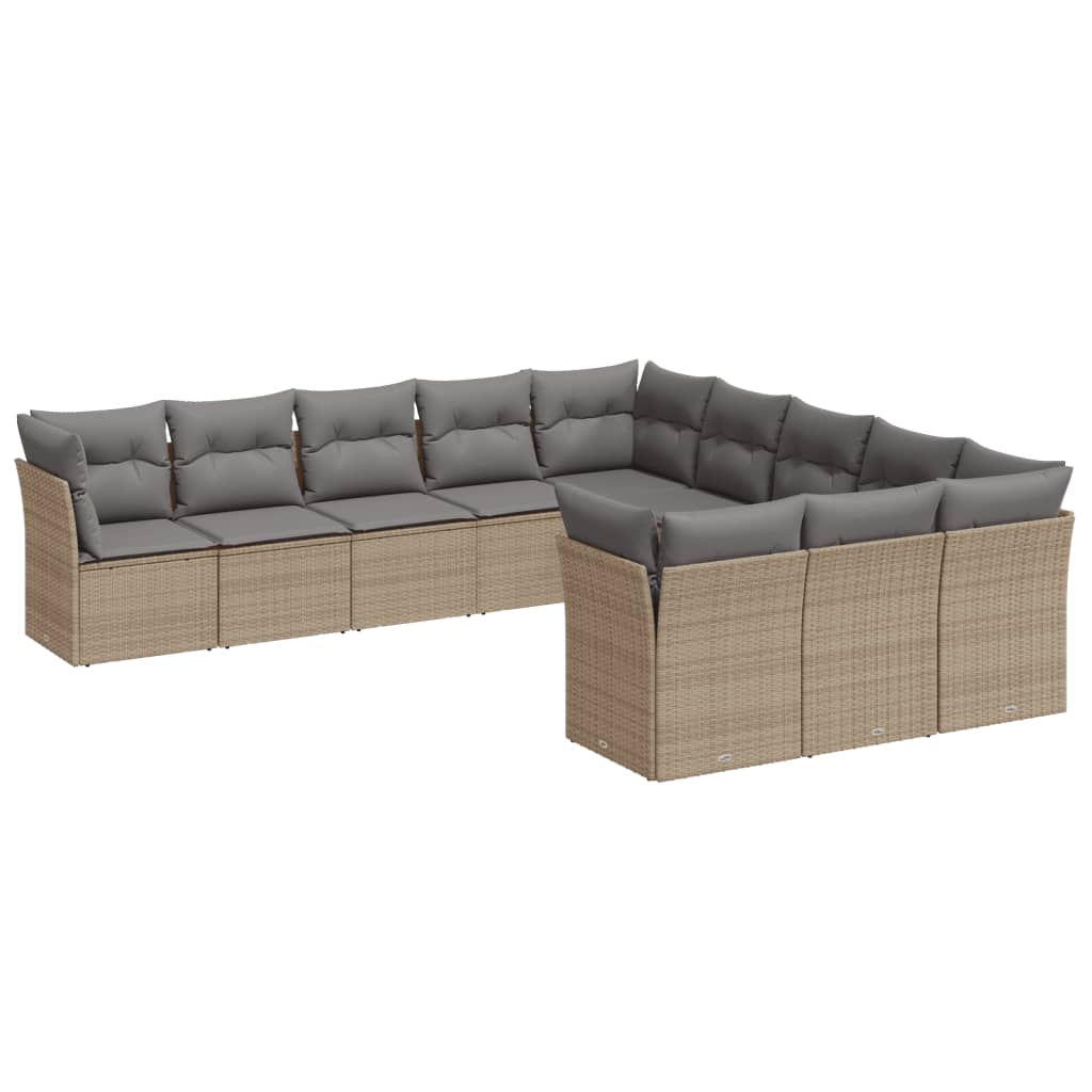 sofasæt til haven 11 dele med hynder polyrattan beige