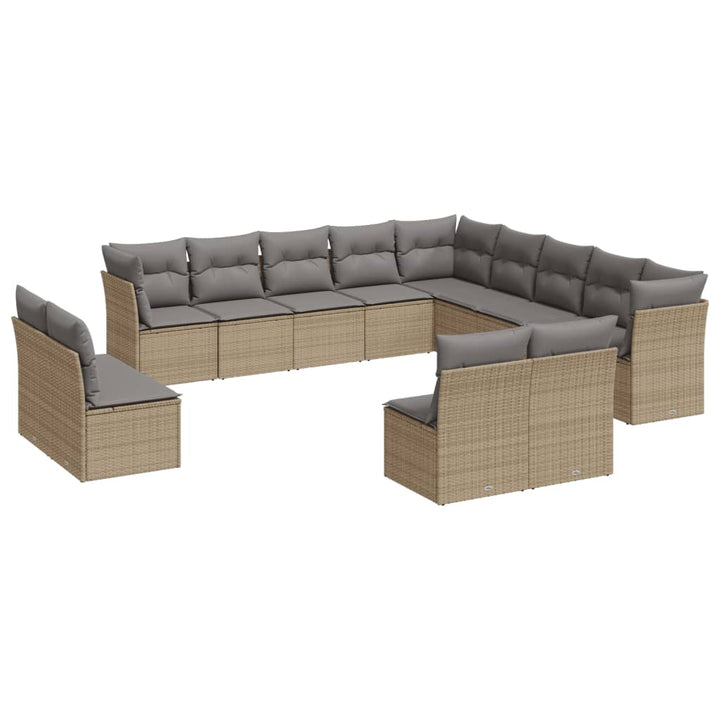 sofasæt til haven 12 dele med hynder polyrattan beige
