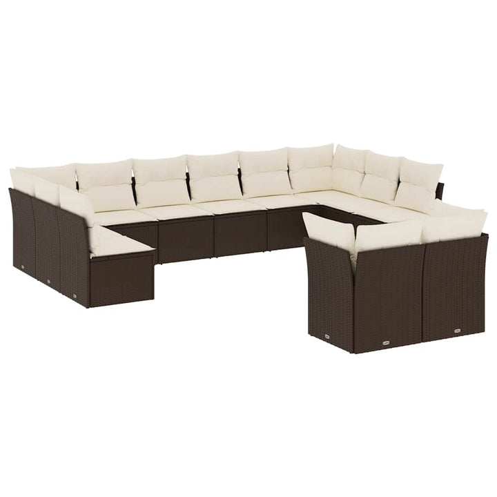 sofasæt til haven 12 dele med hynder polyrattan brun