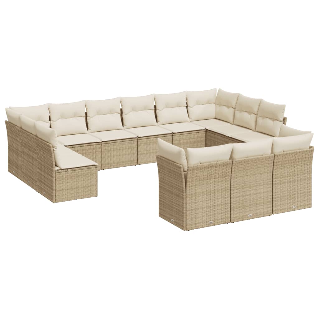 sofasæt til haven 13 dele med hynder polyrattan beige