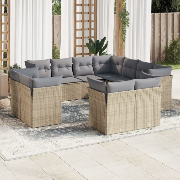 sofasæt til haven 11 dele med hynder polyrattan beige