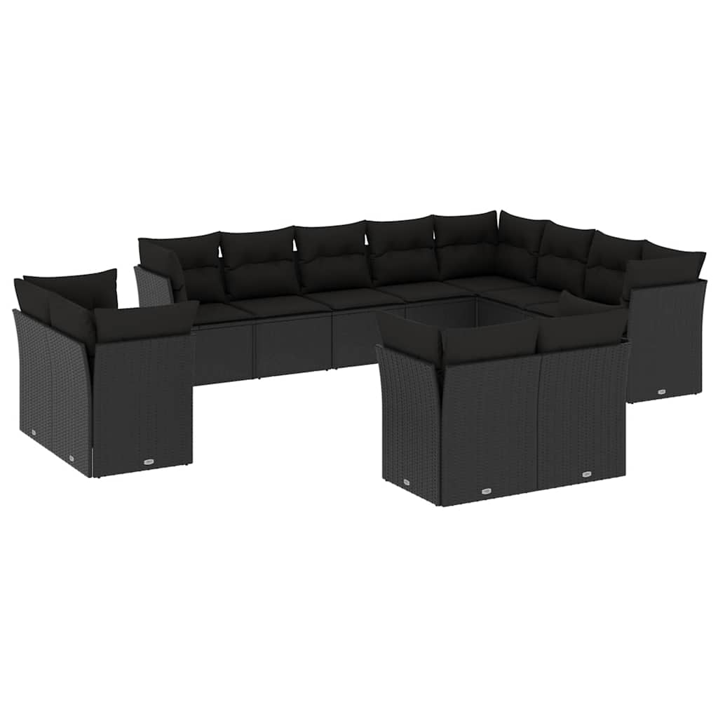 sofasæt til haven 12 dele med hynder polyrattan sort