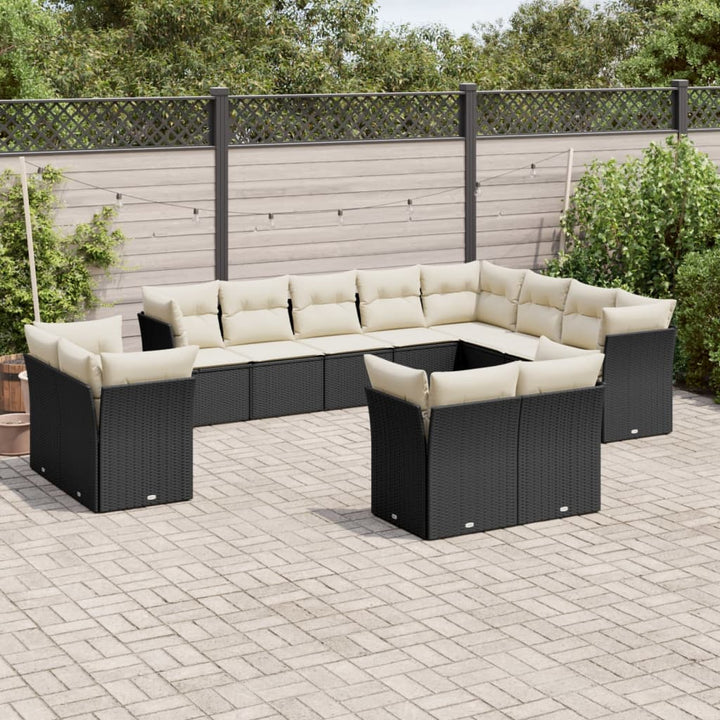 sofasæt til haven 12 dele med hynder polyrattan sort