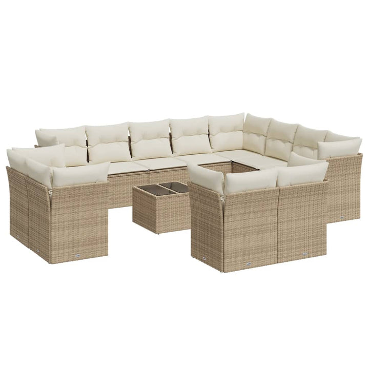 sofasæt til haven 13 dele med hynder polyrattan beige