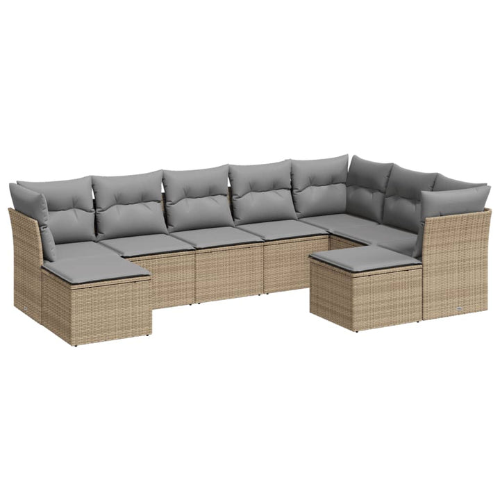 sofasæt til haven 9 dele med hynder polyrattan beige