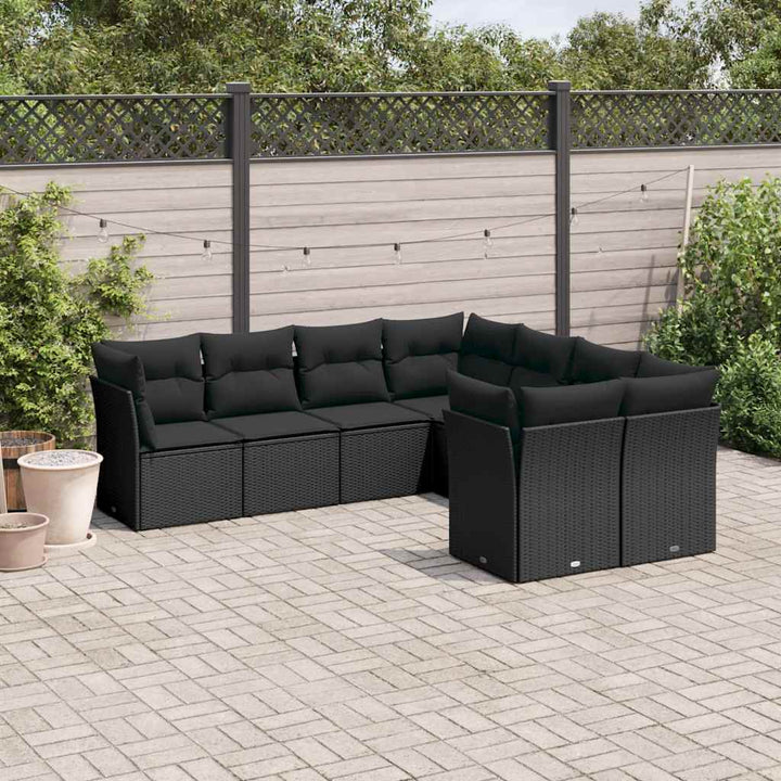 sofasæt til haven 8 dele med hynder polyrattan sort
