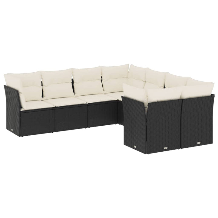 sofasæt til haven 8 dele med hynder polyrattan sort