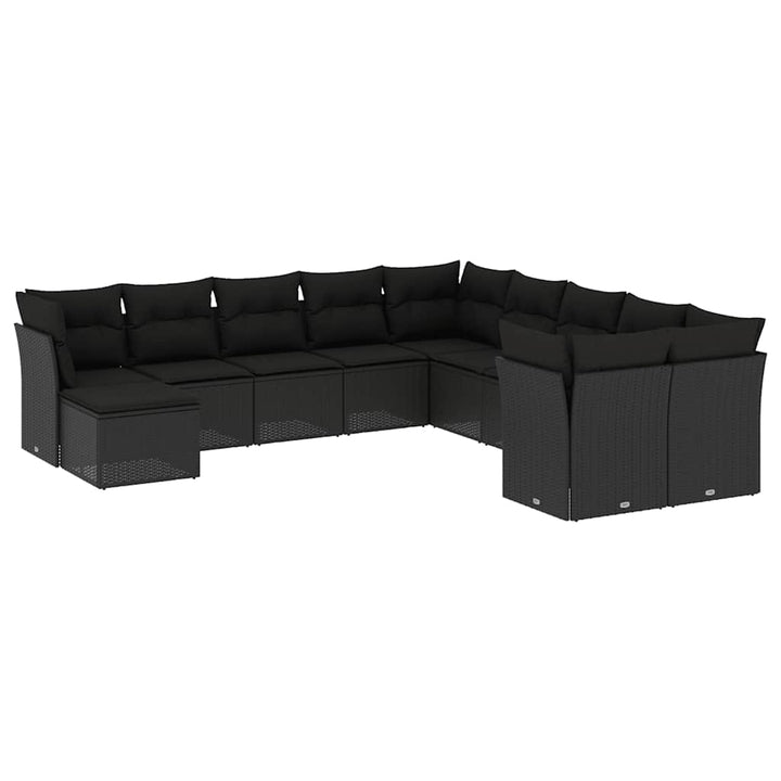 sofasæt til haven 11 dele med hynder polyrattan sort