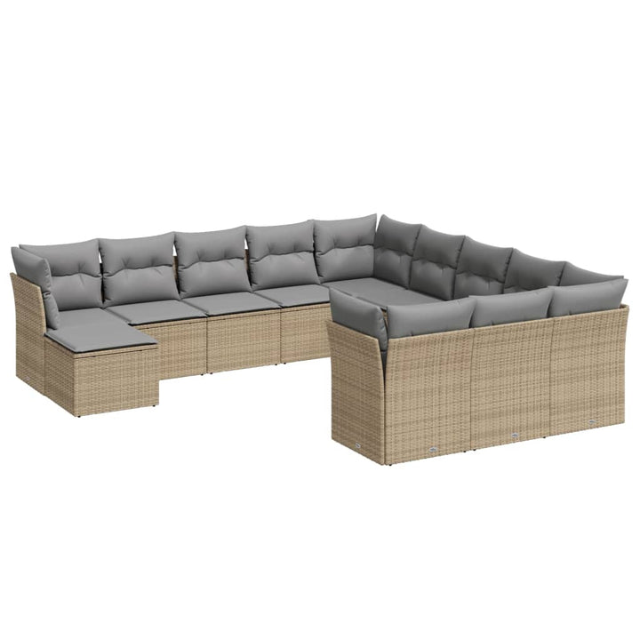sofasæt til haven 12 dele med hynder polyrattan beige