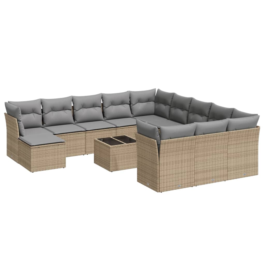 sofasæt til haven 13 dele med hynder polyrattan beige