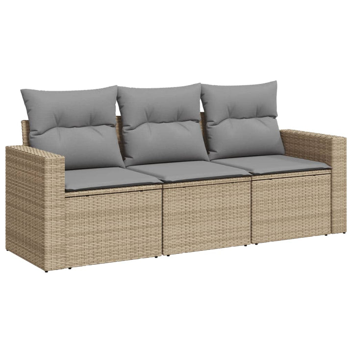 sofasæt til haven 3 dele med hynder polyrattan beige