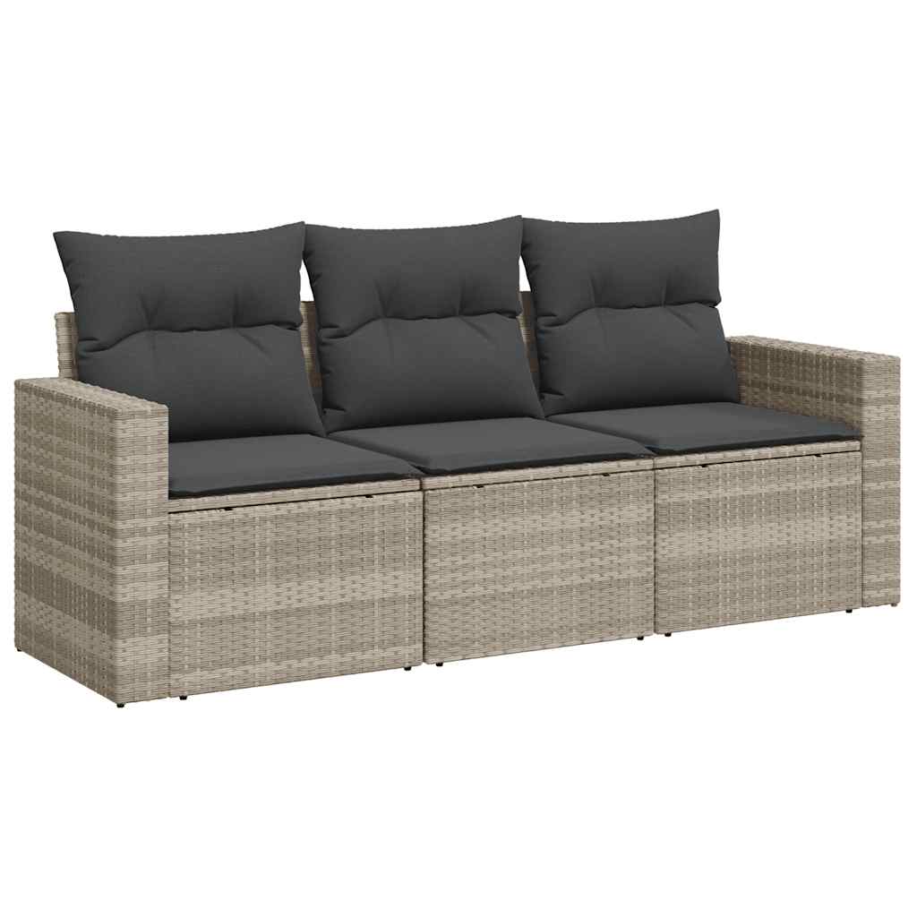 sofasæt til haven 3 dele med hynder polyrattan lysegrå