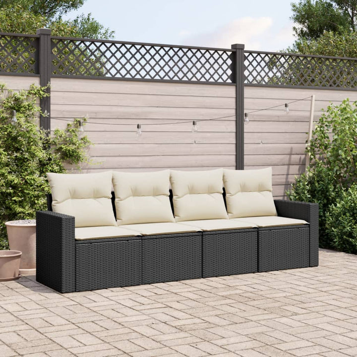 sofasæt til haven 4 dele med hynder polyrattan sort