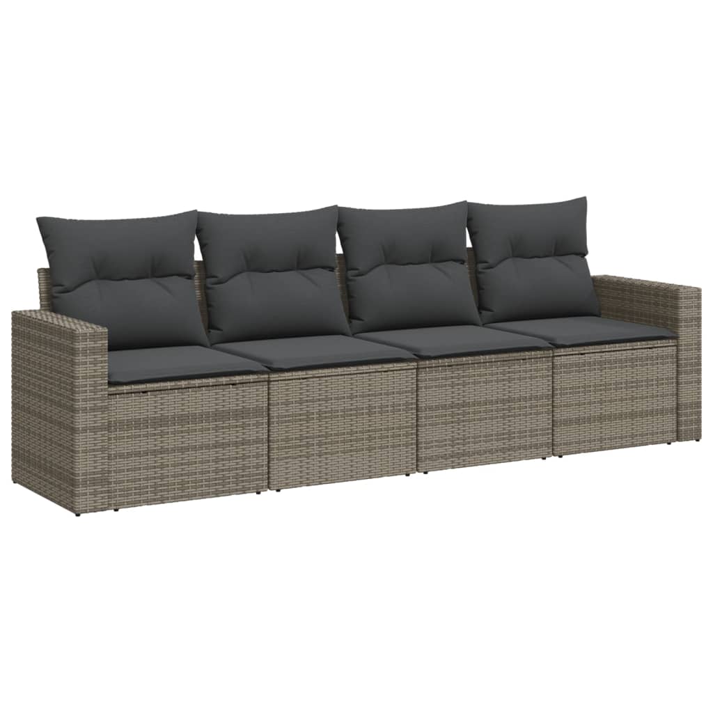 sofasæt til haven 4 dele med hynder polyrattan grå