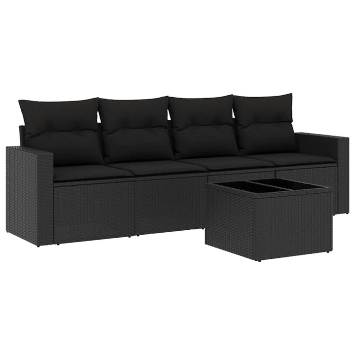 sofasæt til haven 5 dele med hynder polyrattan sort