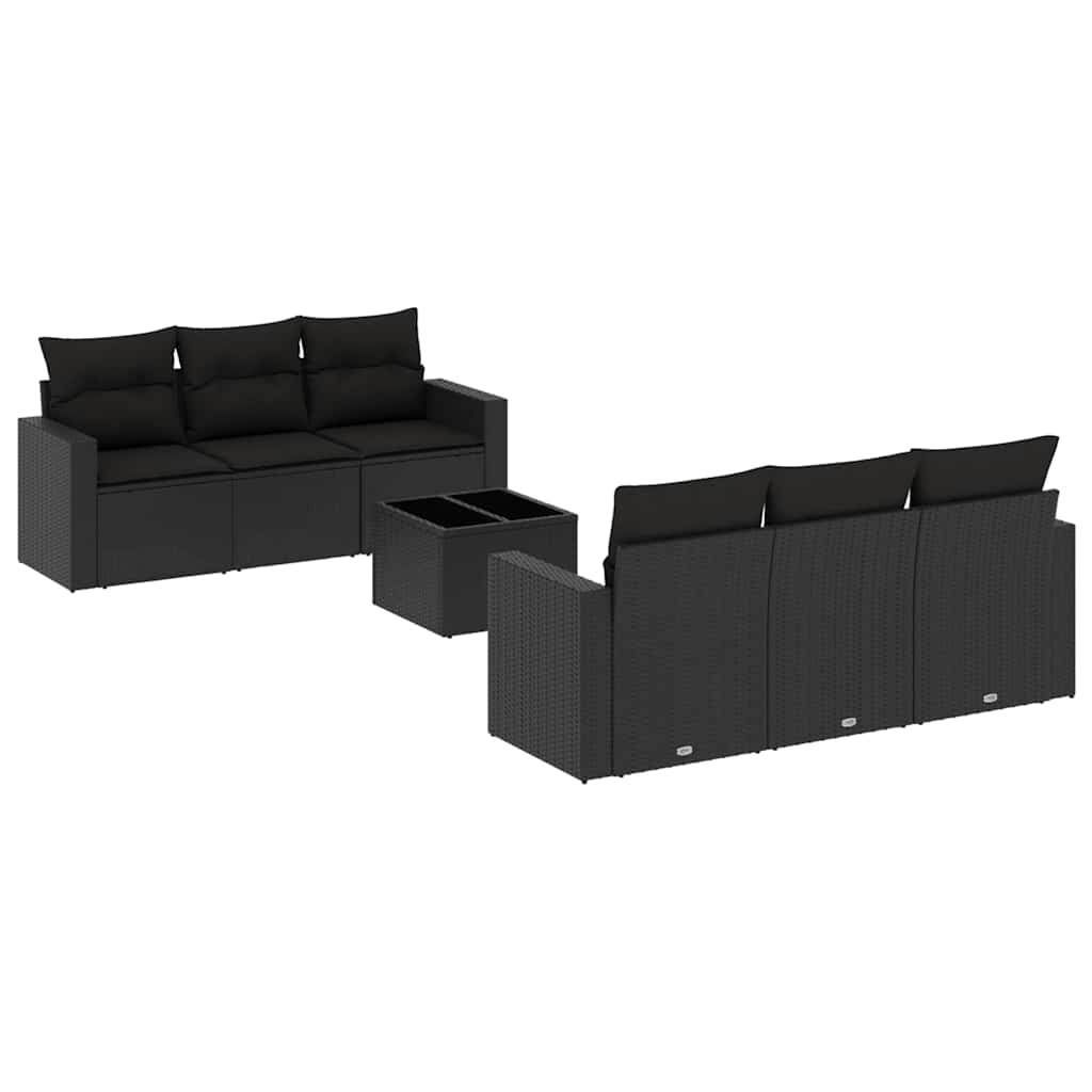 sofasæt til haven 7 dele med hynder polyrattan sort