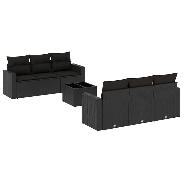 sofasæt til haven 7 dele med hynder polyrattan sort