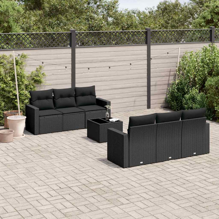 sofasæt til haven 7 dele med hynder polyrattan sort