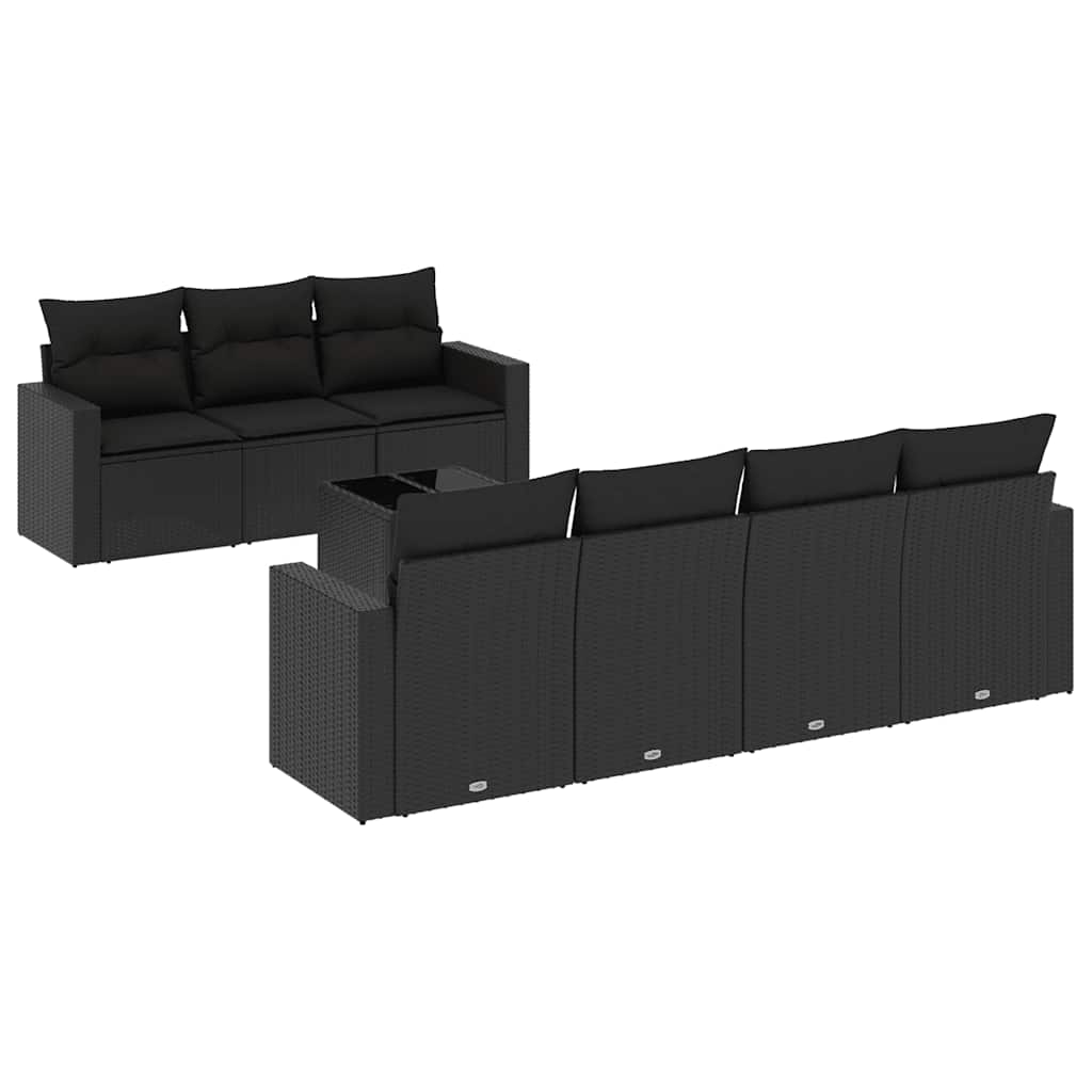 sofasæt til haven 8 dele med hynder polyrattan sort