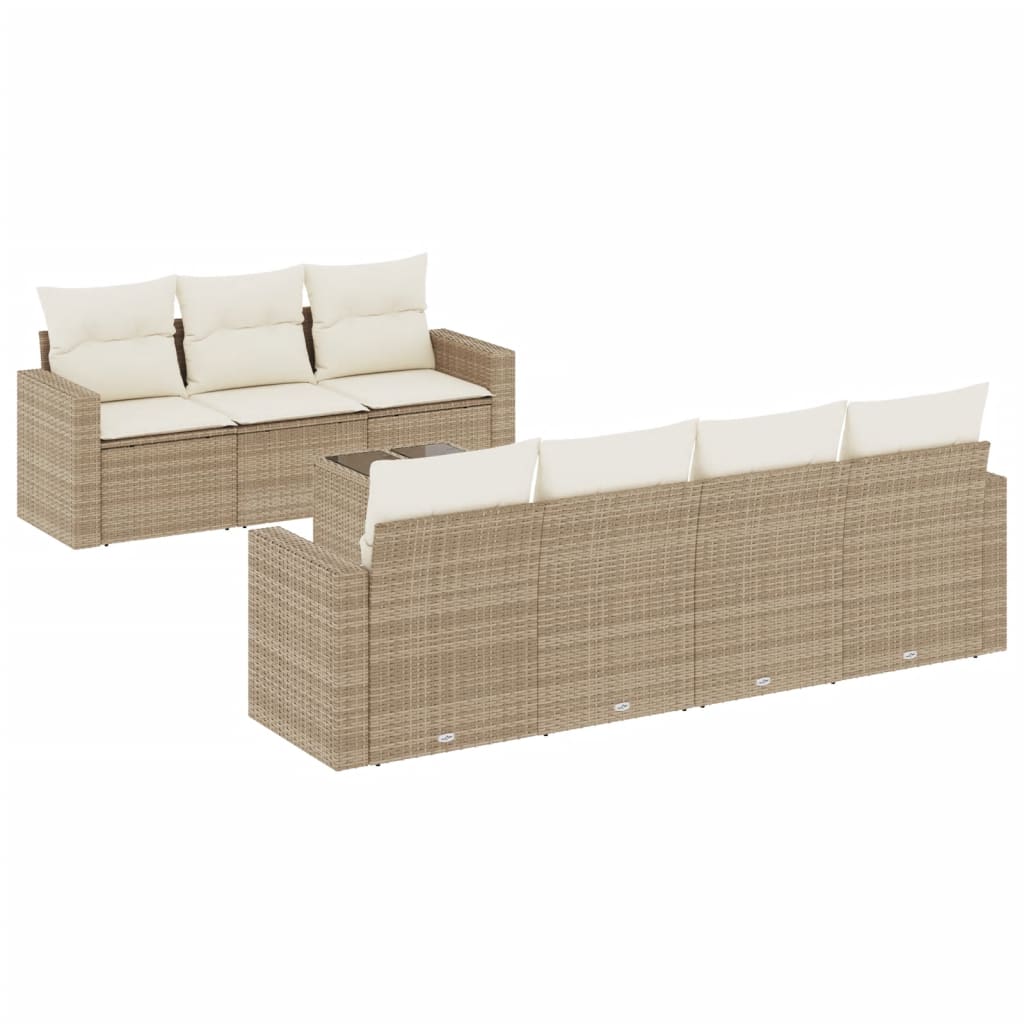 sofasæt til haven 8 dele med hynder polyrattan beige