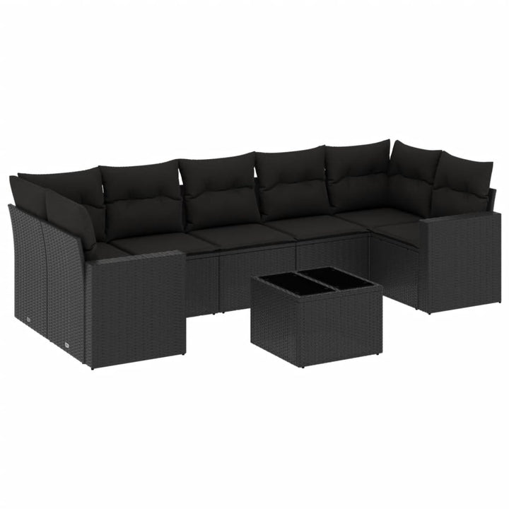sofasæt til haven 8 dele med hynder polyrattan sort