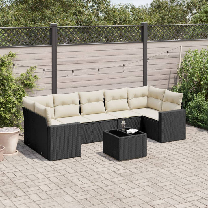 sofasæt til haven 8 dele med hynder polyrattan sort