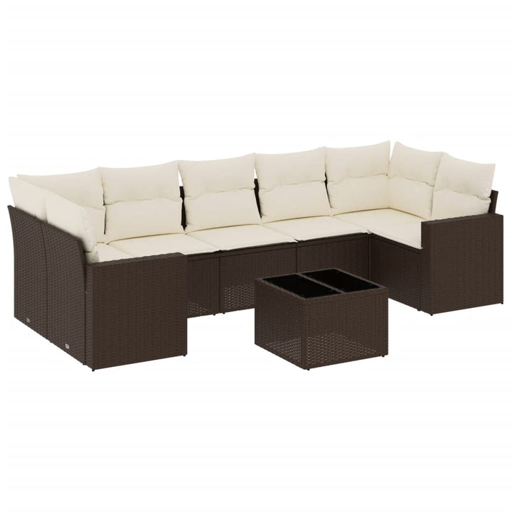 sofasæt til haven 8 dele med hynder polyrattan brun