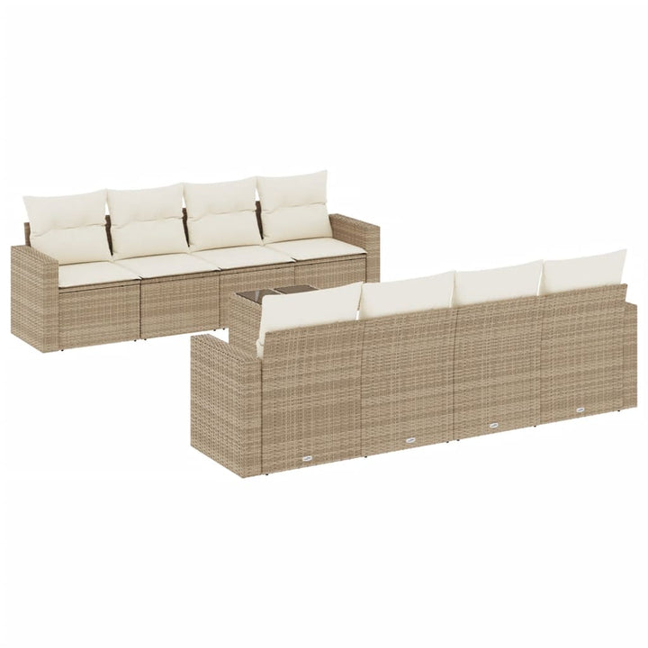 sofasæt til haven 9 dele med hynder polyrattan beige