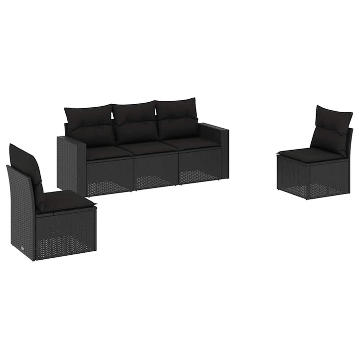 sofasæt til haven 5 dele med hynder polyrattan sort