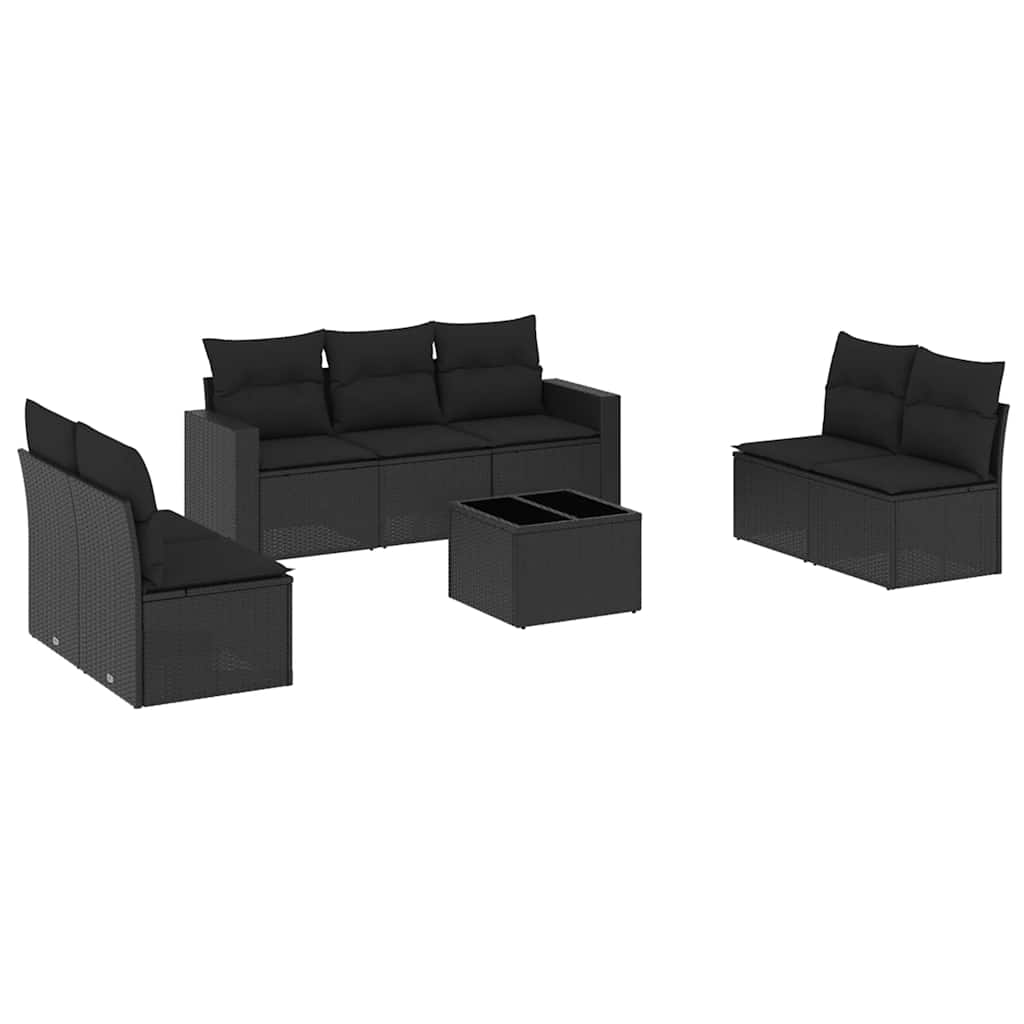 sofasæt til haven 8 dele med hynder polyrattan sort