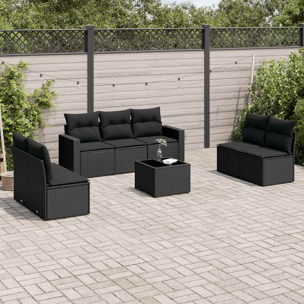 sofasæt til haven 8 dele med hynder polyrattan sort