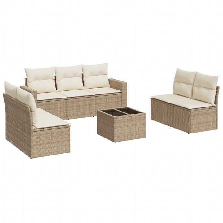 sofasæt til haven 8 dele med hynder polyrattan beige