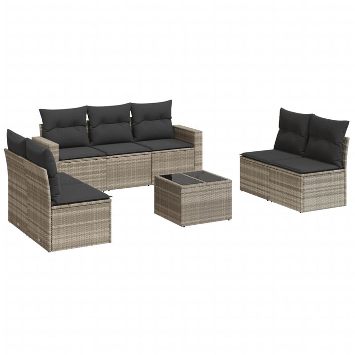 sofasæt til haven 8 dele med hynder polyrattan lysegrå