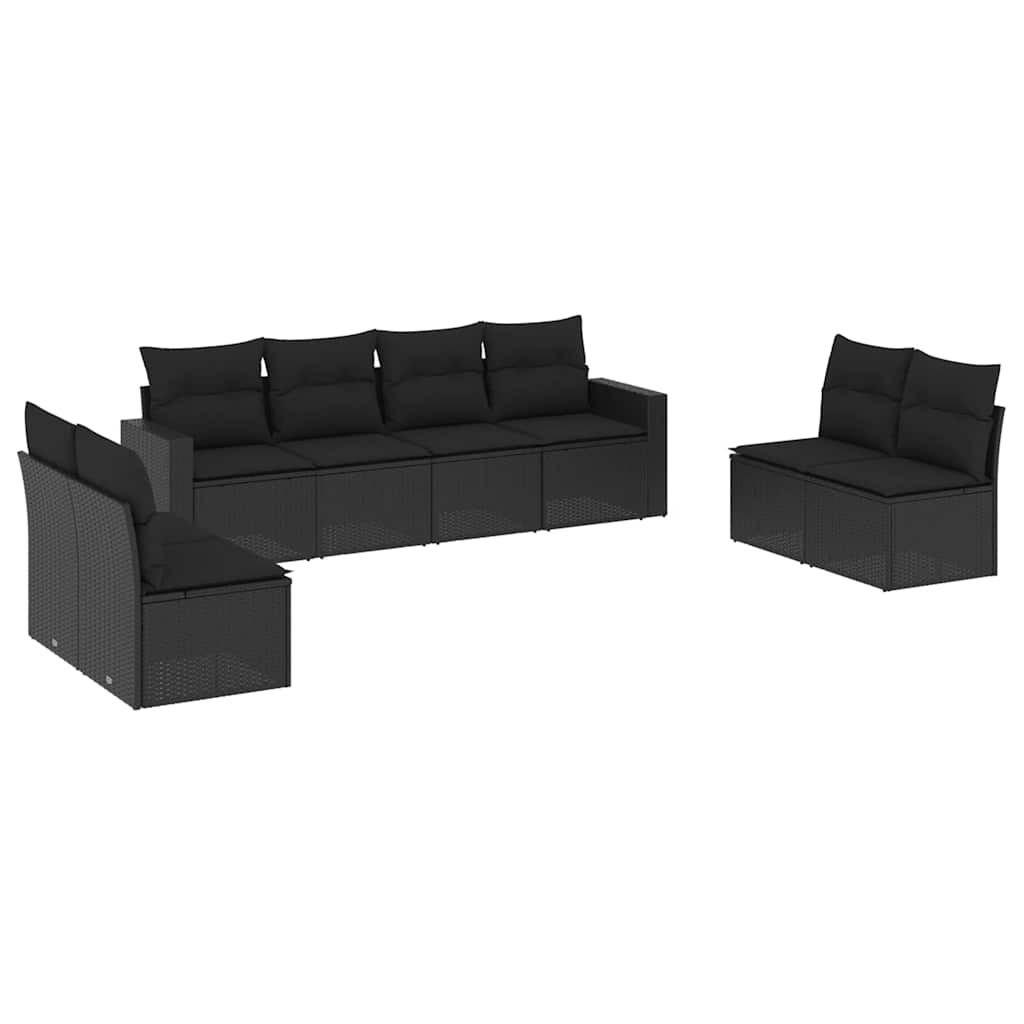 sofasæt til haven 8 dele med hynder polyrattan sort