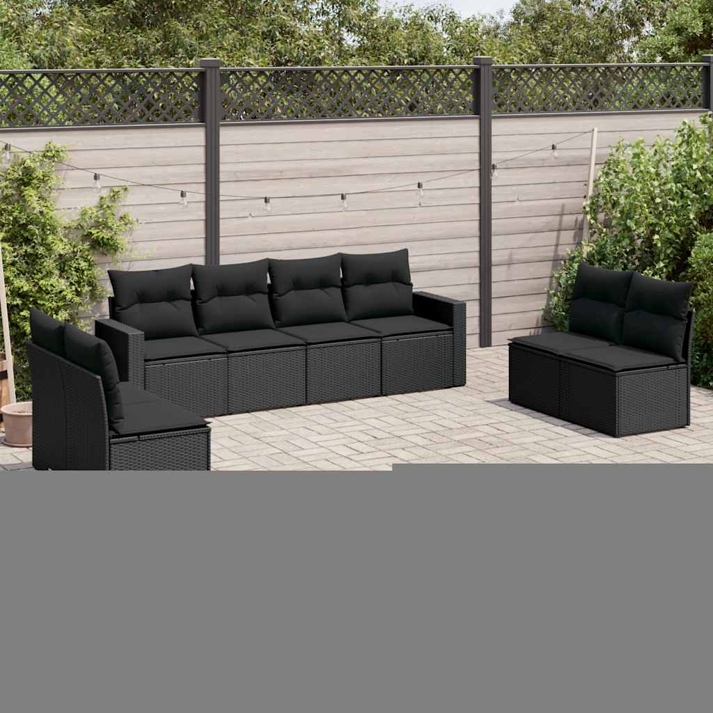sofasæt til haven 8 dele med hynder polyrattan sort