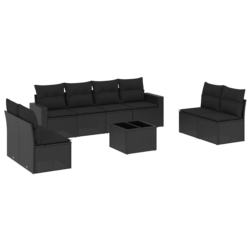 sofasæt til haven 9 dele med hynder polyrattan sort
