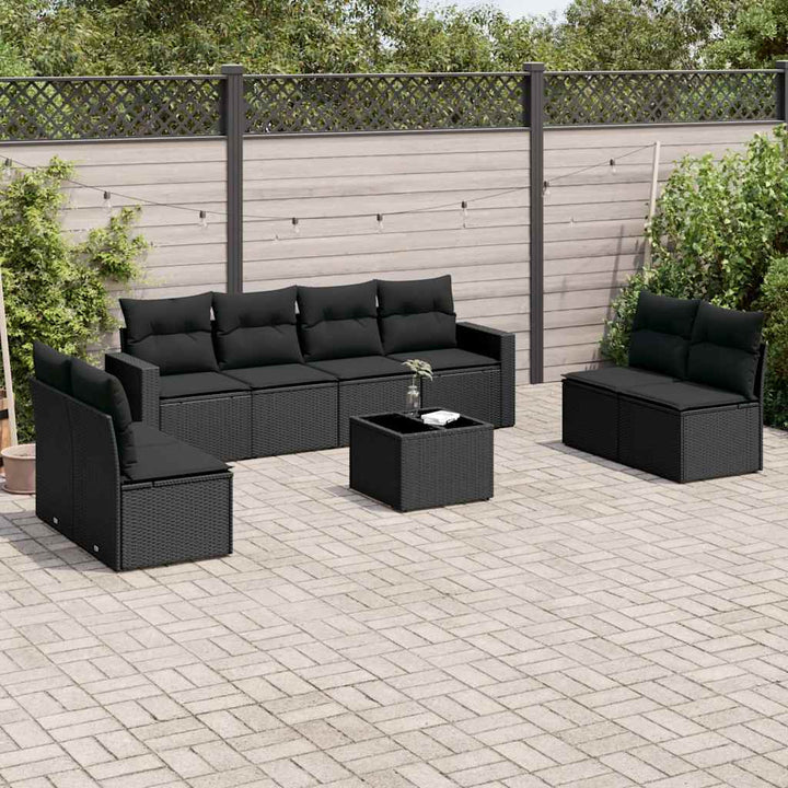 sofasæt til haven 9 dele med hynder polyrattan sort