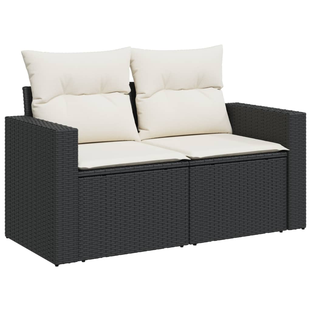 sofasæt til haven 9 dele med hynder polyrattan sort