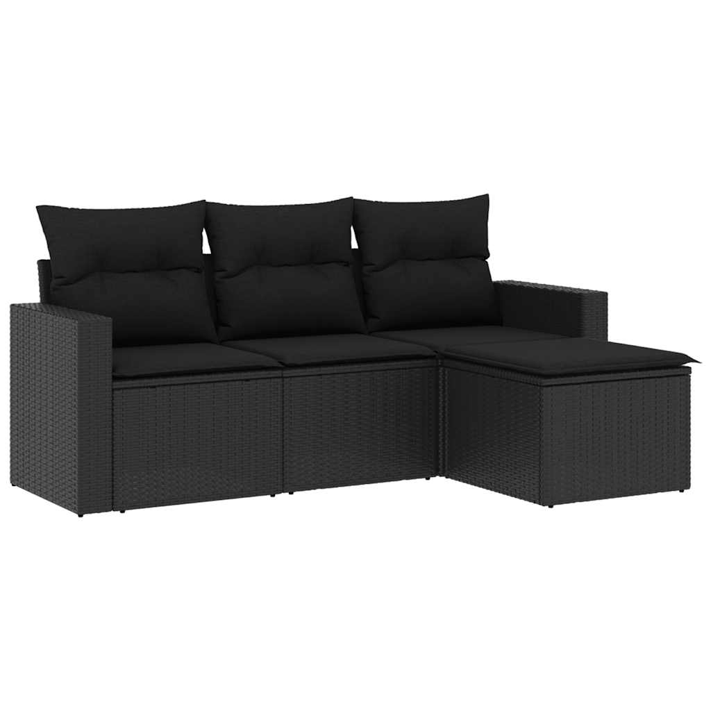 sofasæt til haven 4 dele med hynder polyrattan sort