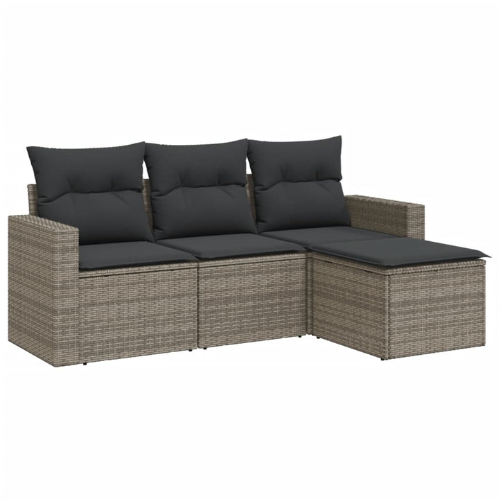 sofasæt til haven 4 dele med hynder polyrattan grå
